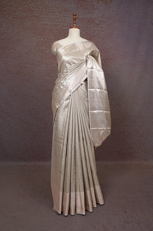 Silver Semi Tissue Silk Kancheepuram Saree