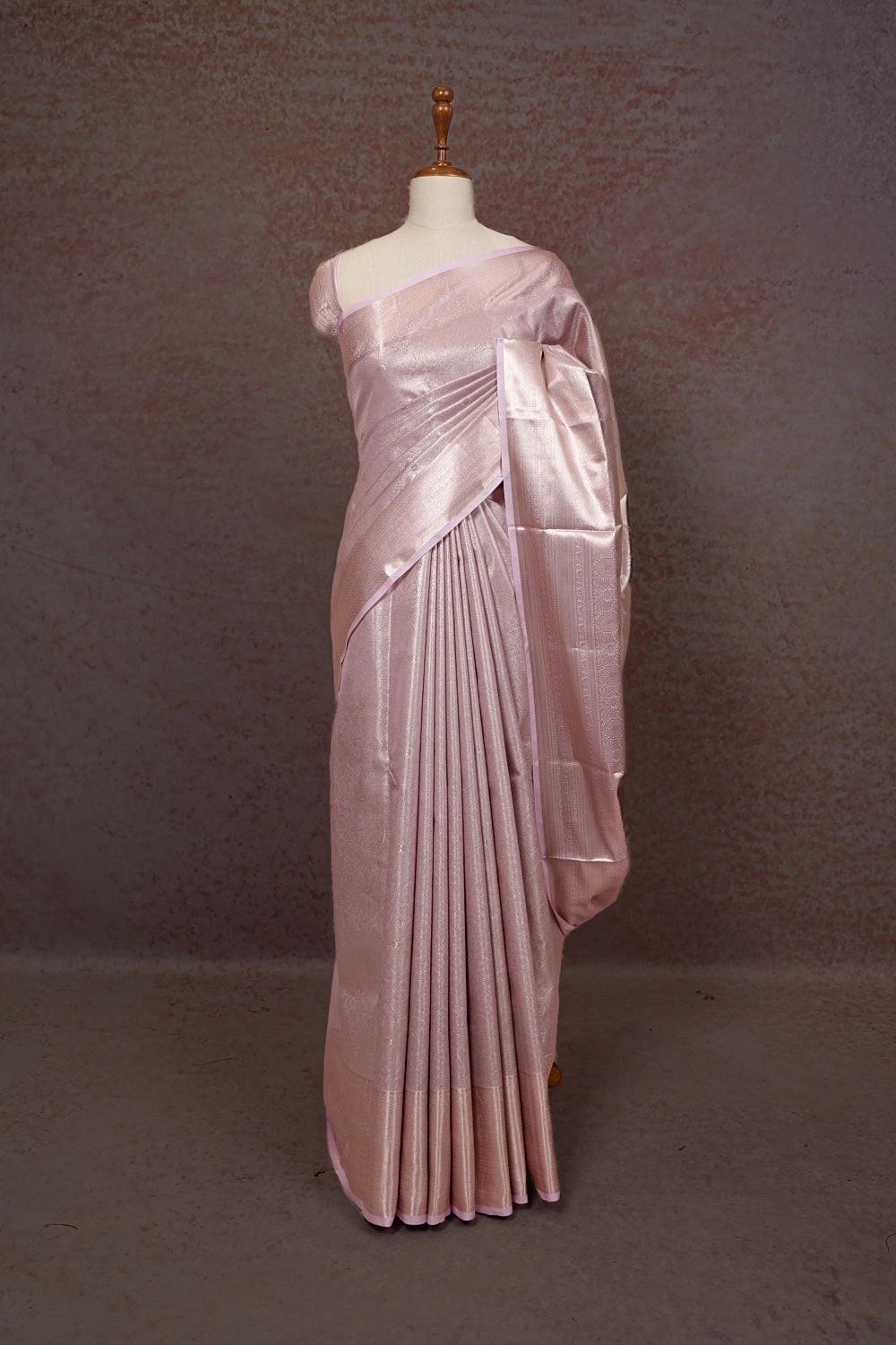 Light Lavemder Semi Tissue Silk Kancheepuram Saree