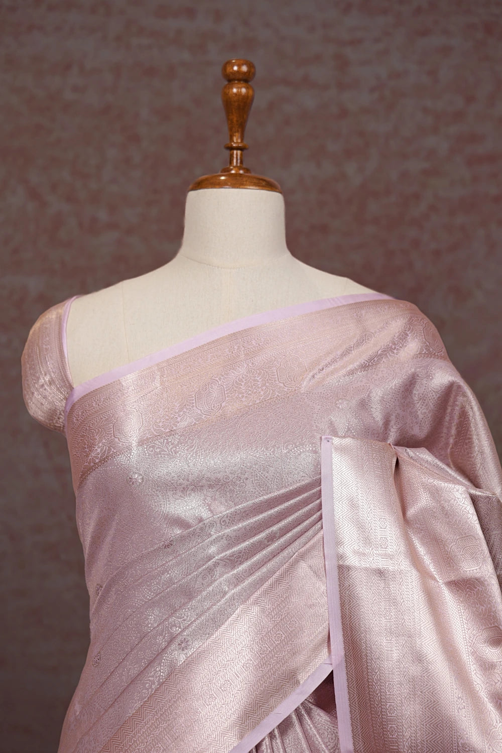 Light Lavemder Semi Tissue Silk Kancheepuram Saree