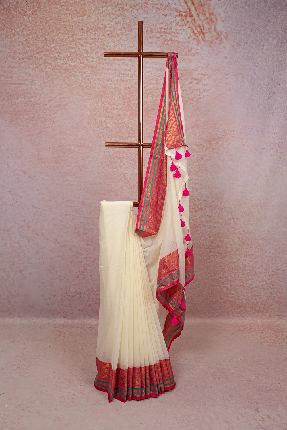 Cream Mul Cotton Kerala Saree
