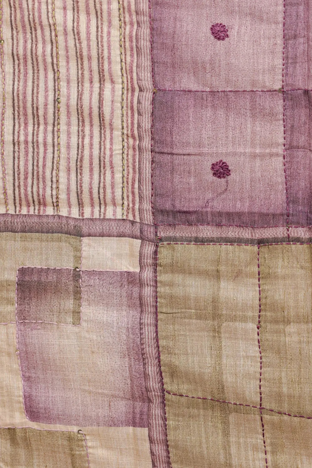 Lavender Semi Linen Thead Work Unstitched Churidhar Material