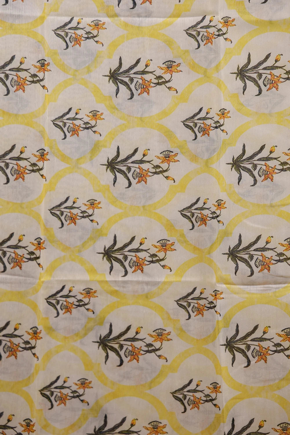 Yellow Cotton Lines Unstitched Churidhar Material