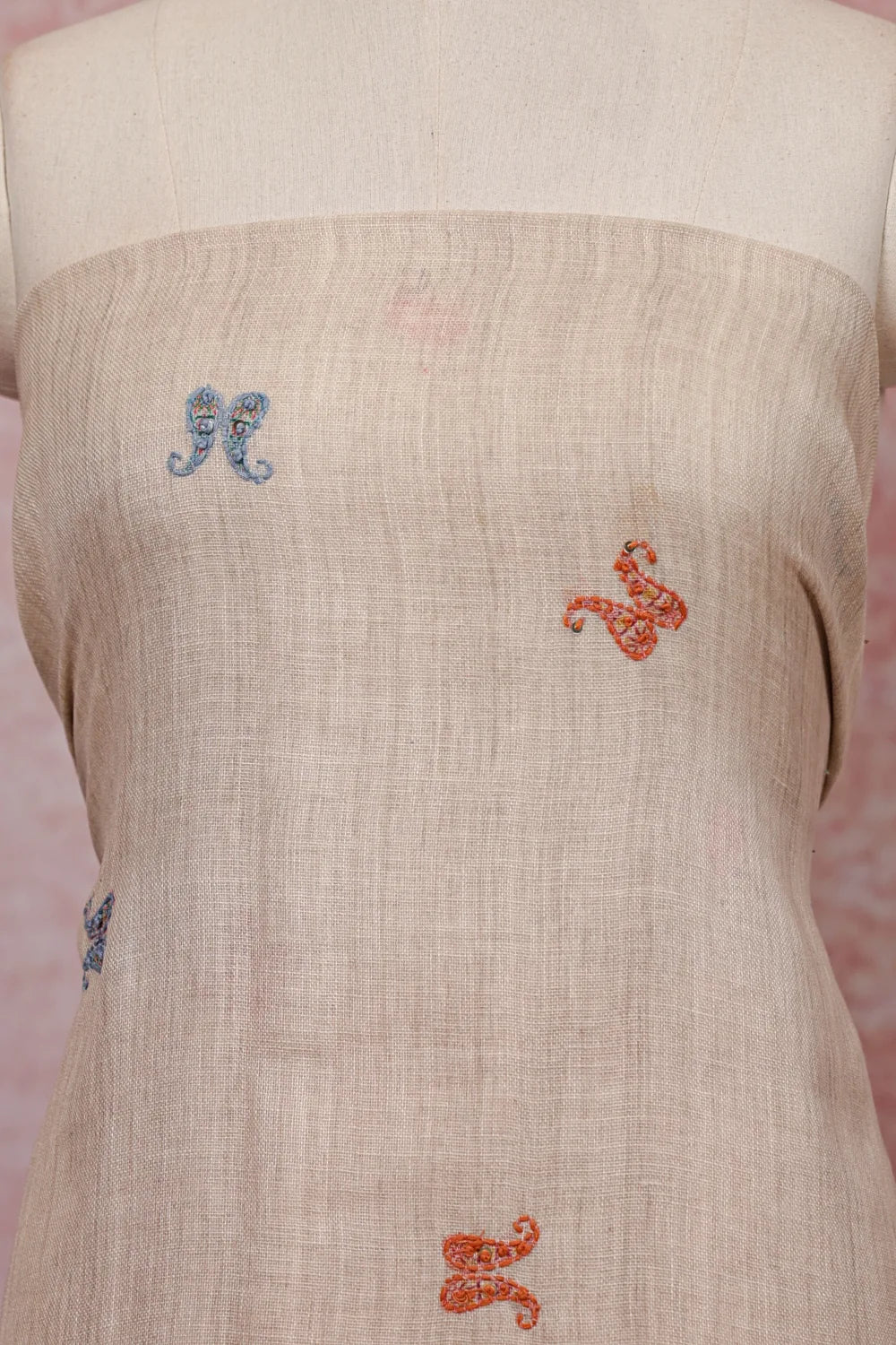 Sandal Color Linen Printed Unstitched Churidhar Material