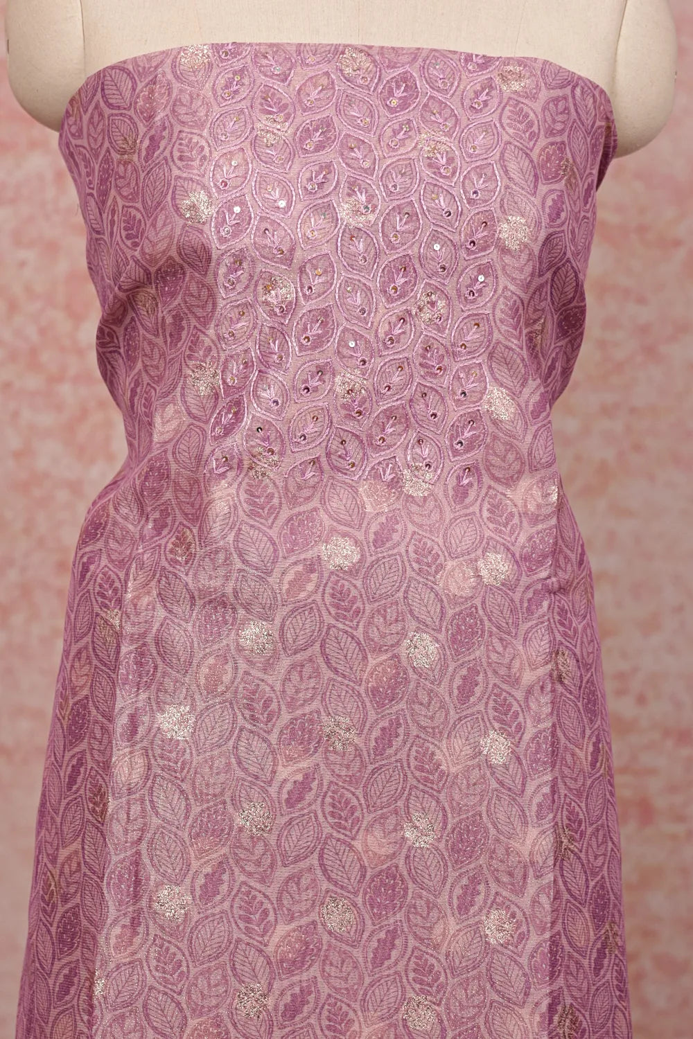 Lavender Semi Chanderi Unstitched Churidhar Material