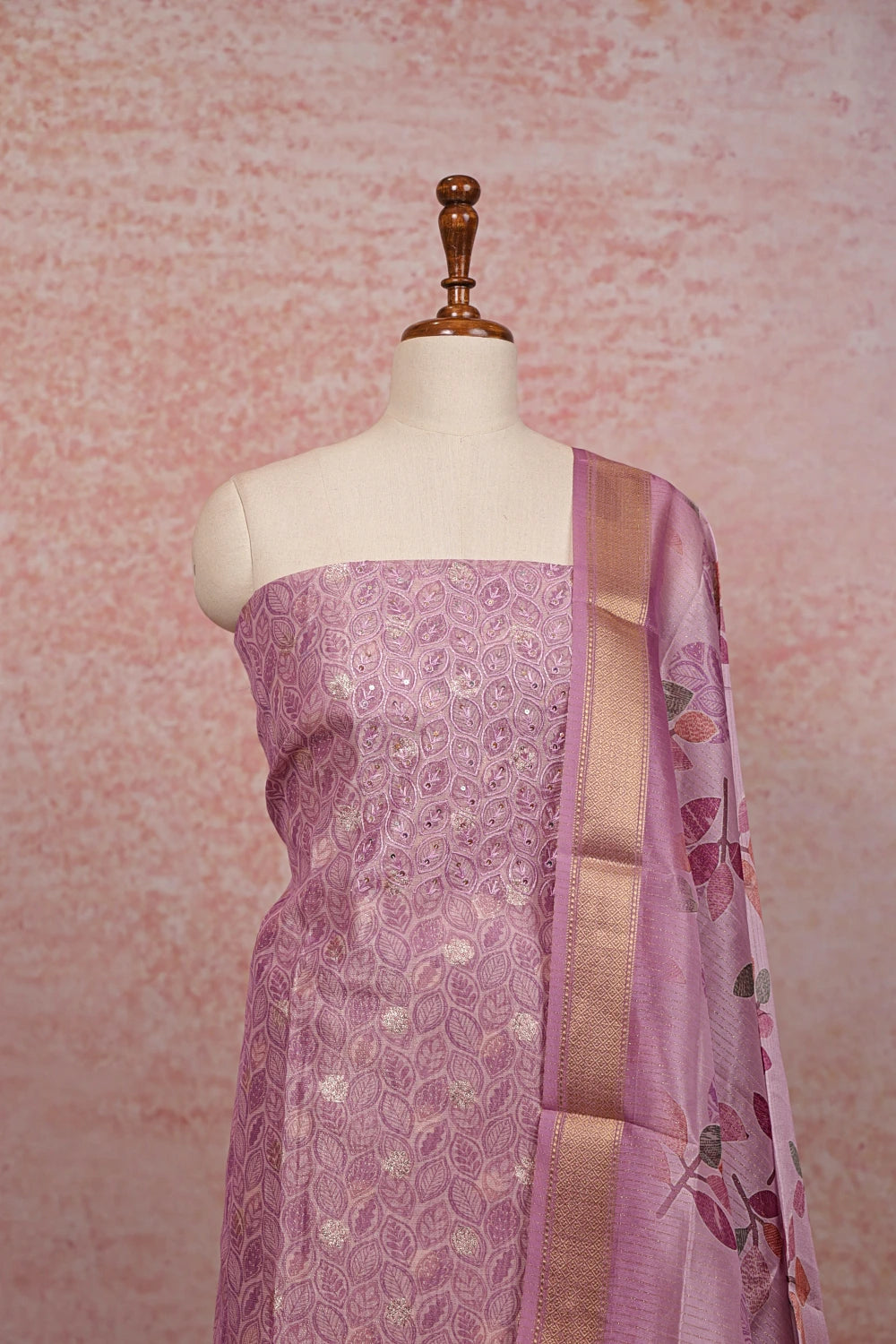 Lavender Semi Chanderi Unstitched Churidhar Material
