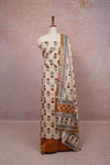 Sandal Color Semi Silk Printed Unstitched Churidhar Material