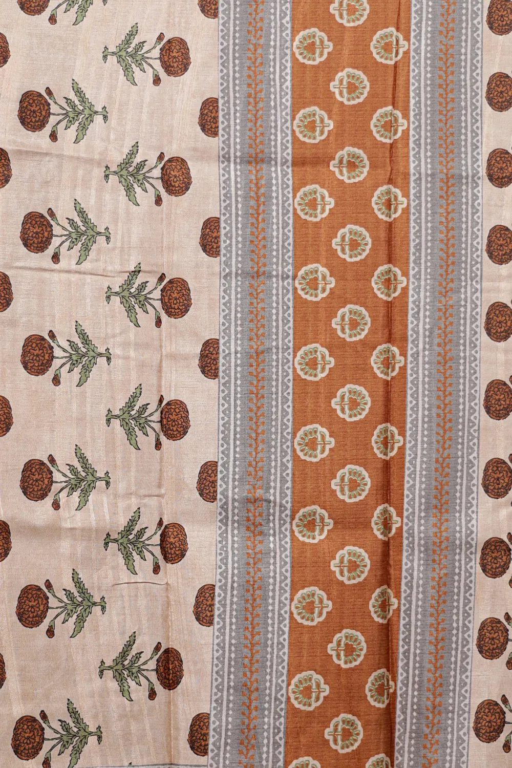 Sandal Color Semi Silk Printed Unstitched Churidhar Material