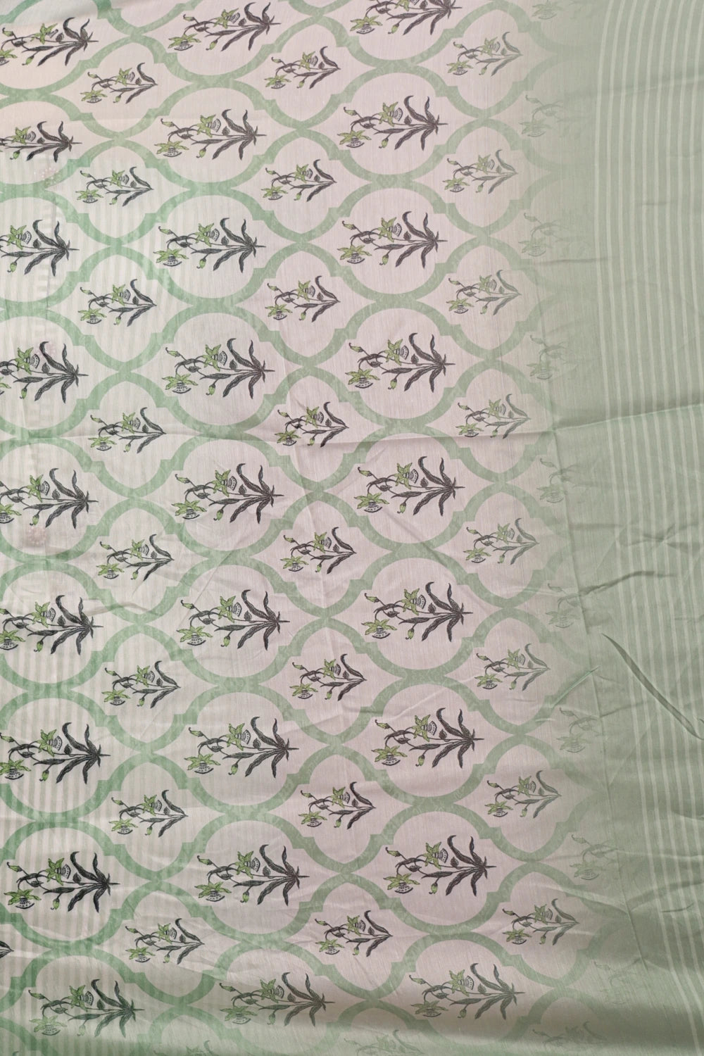 Green Cotton Lines Unstitched Churidhar Material