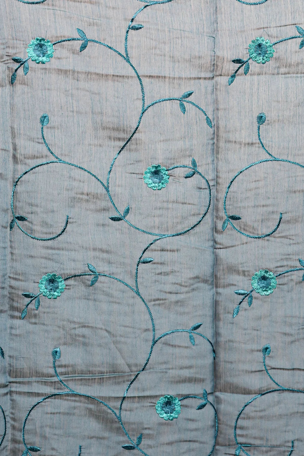 Green Cotton Silk Thread Work Unstitched Churidhar Material