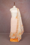 Cream Semi Linen Beads Work Unstitched Churidhar Material