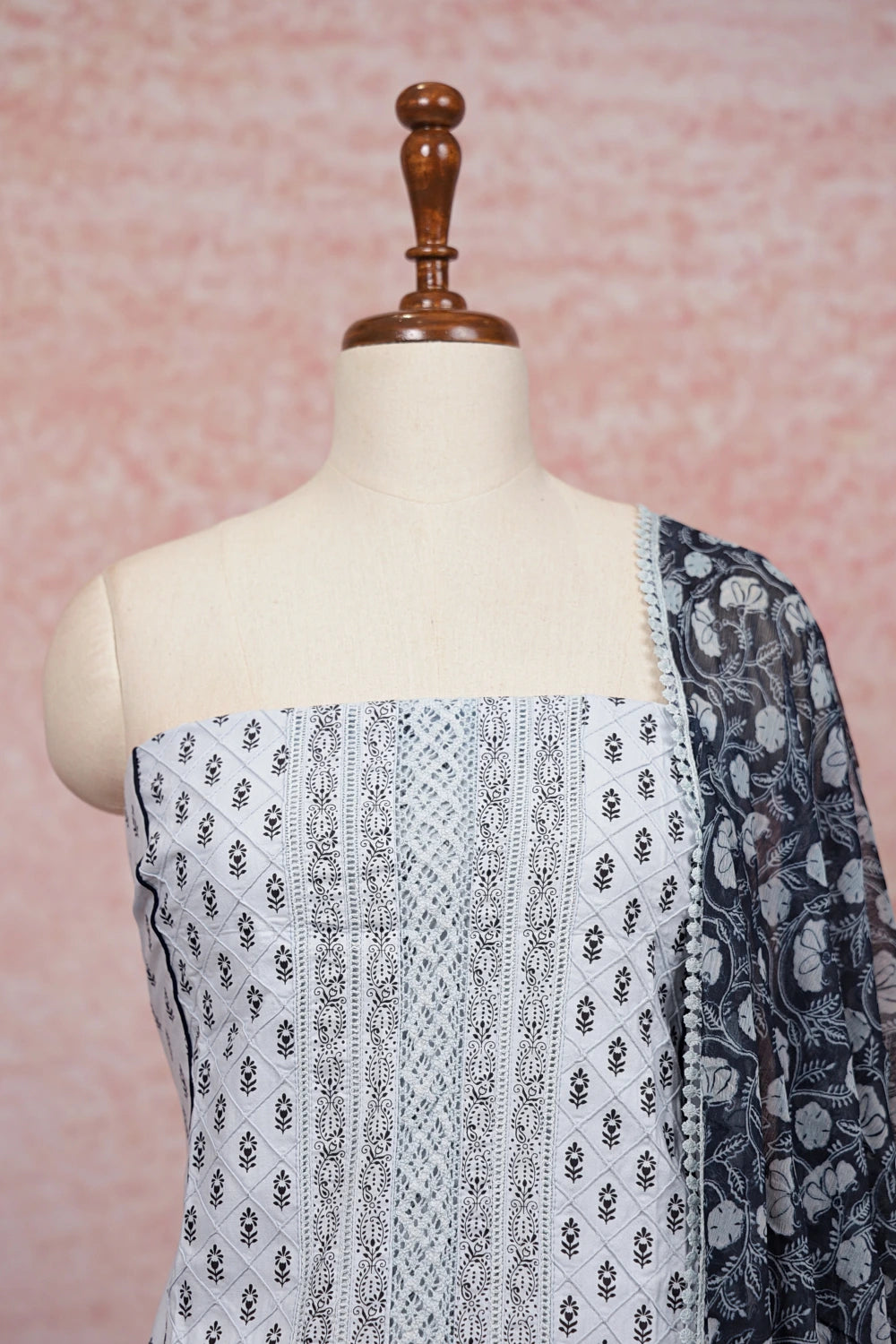 Powder Blue Cotton Printed Unstitched Churidhar Material