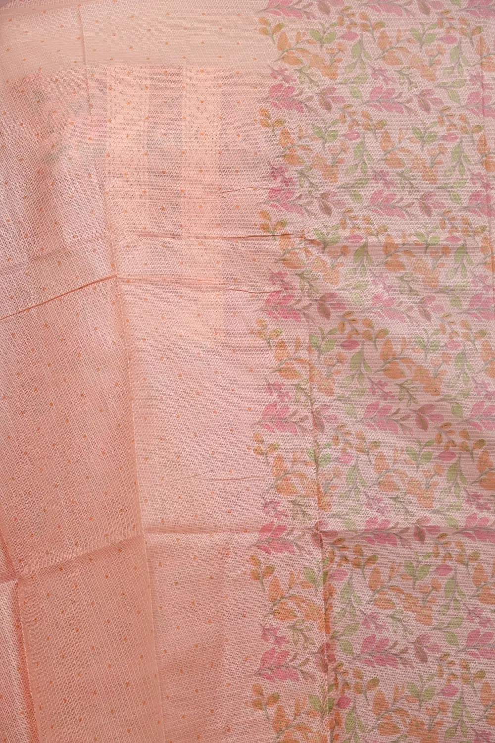 Peach Kota Printed Unstitched Churidhar Material
