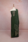 Green Semi Chanderi Beads Work Unstitched Churidhar Material