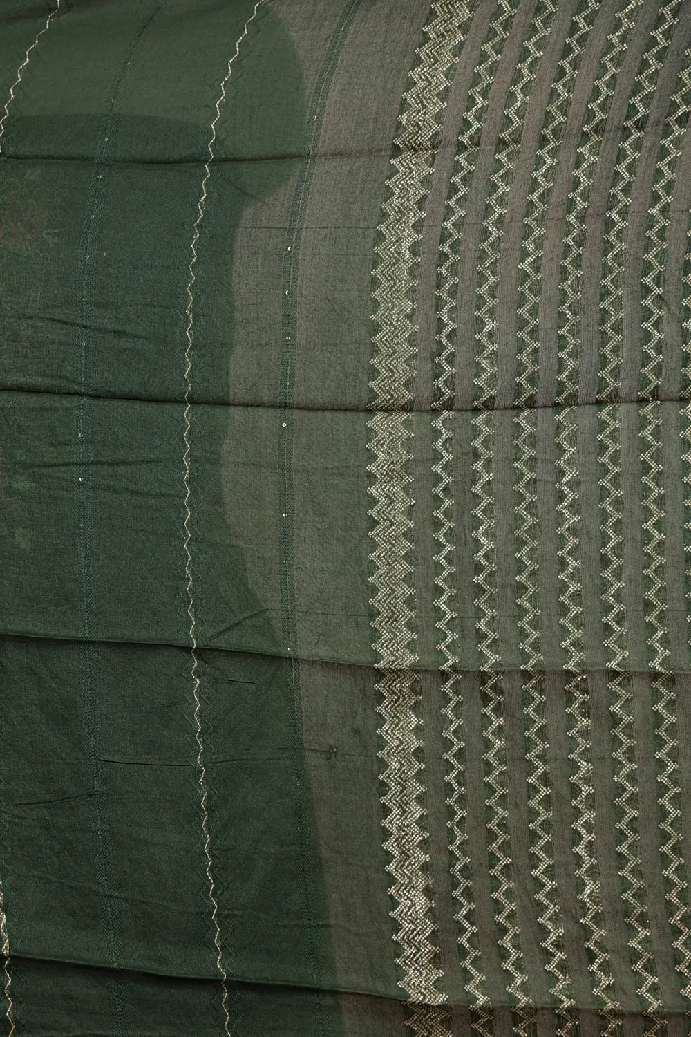 Green Semi Chanderi Beads Work Unstitched Churidhar Material