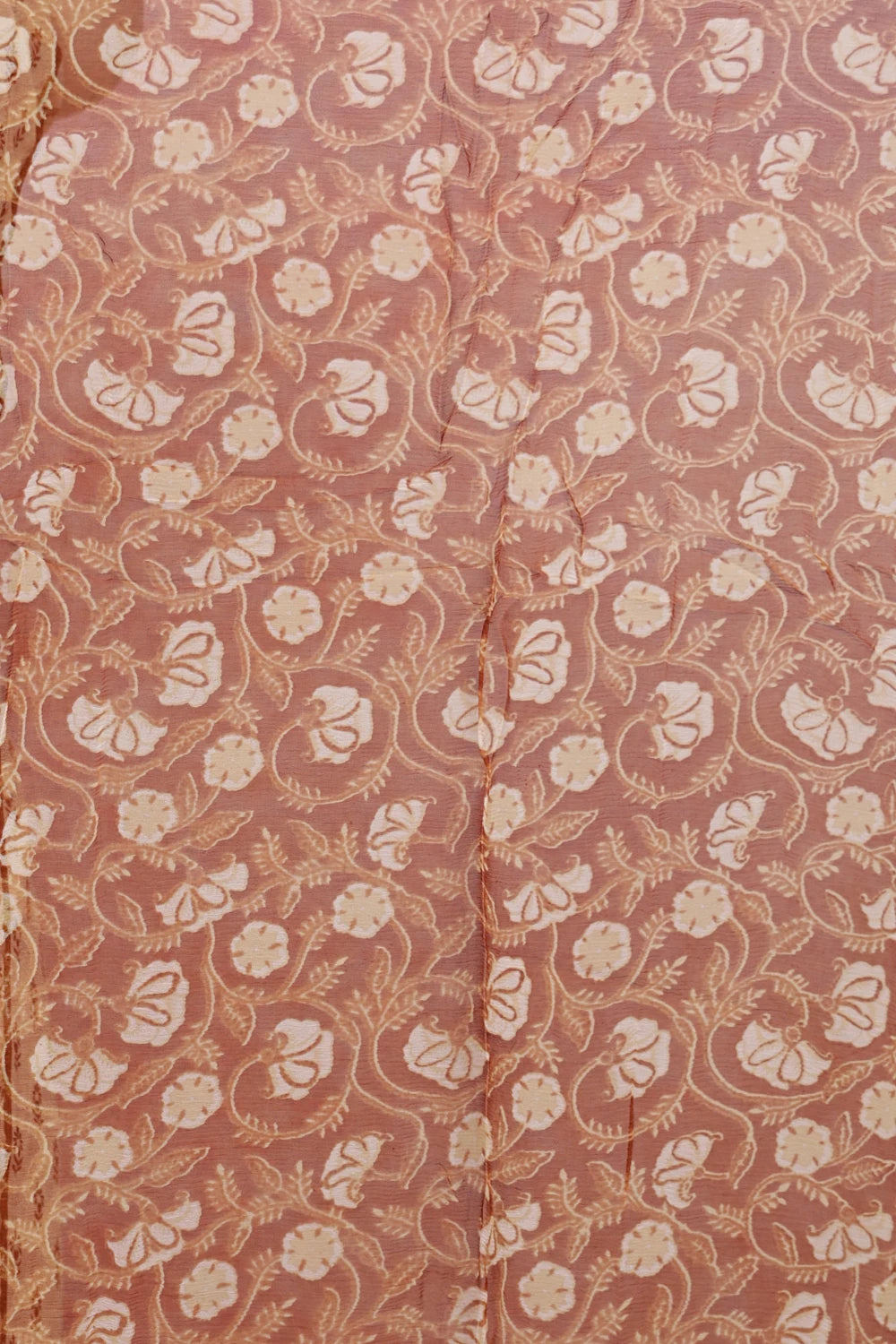Cream Cotton Printed Unstitched Churidhar Material