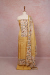 Yellow Semi Tussar Printed Unstitched Churidhar Material