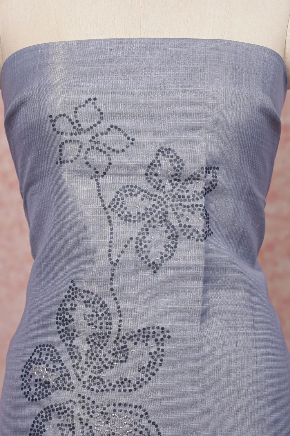 Bluish Grey Tissue Printed Unstitched Churidhar Material
