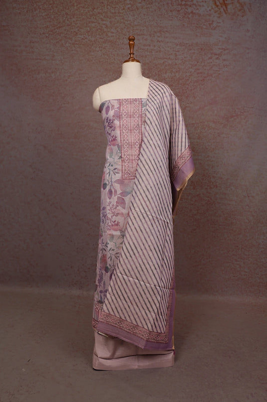 Lavender Tissue Printed Unstitched Churidhar Material