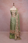 Light Green Semi Tussar Printed Unstitched Churidhar Material
