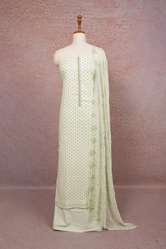 Pista Green Cotton Printed Unstitched Churidhar Material