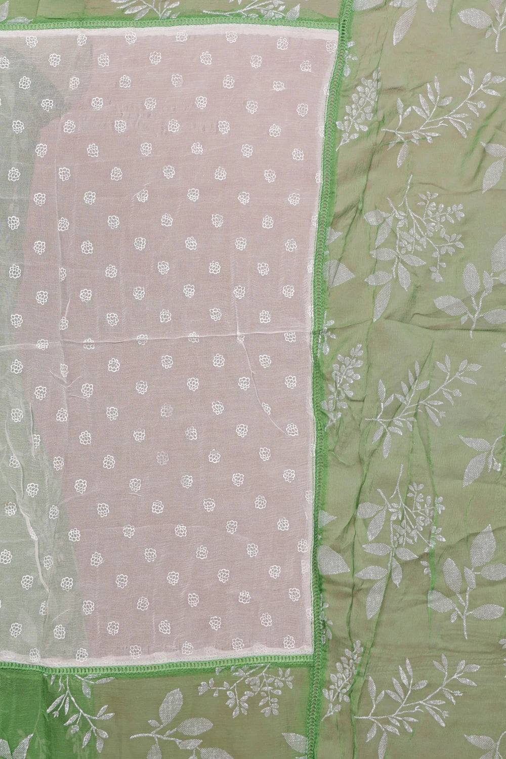 Green Cotton Printed Unstitched Churidhar Material
