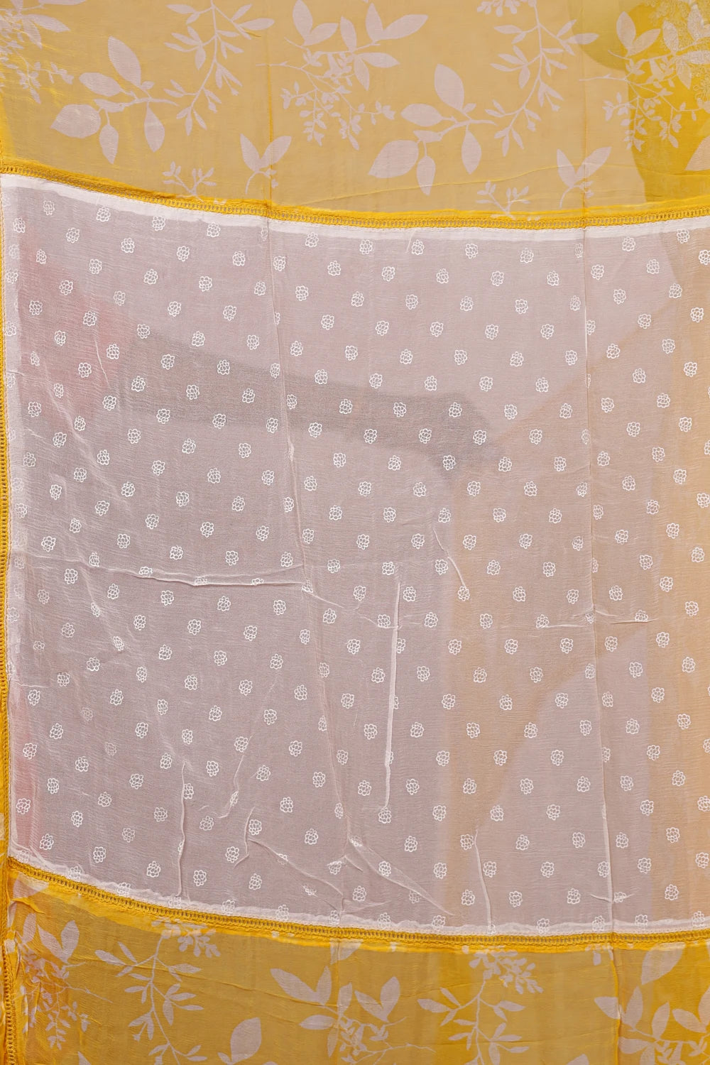 Yellow Cotton Printed Unstitched Churidhar Material