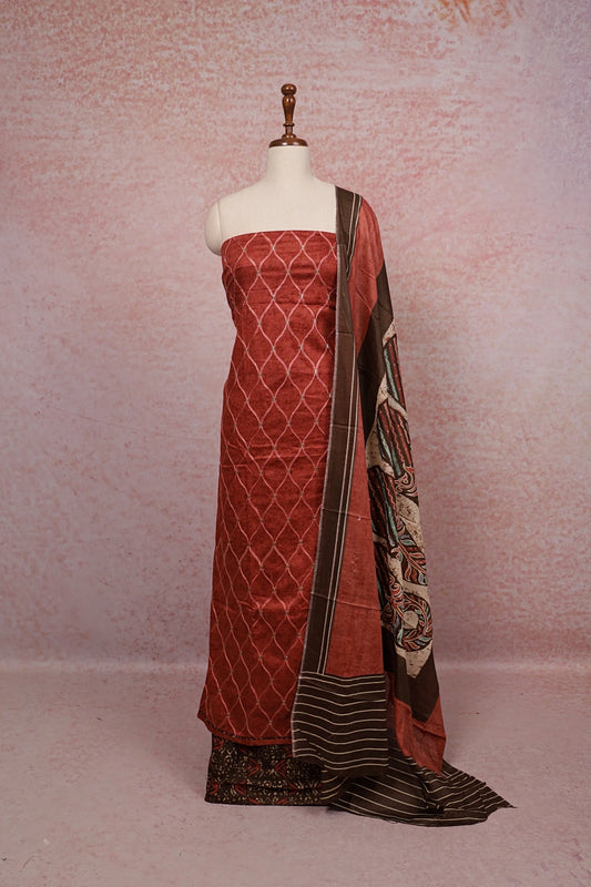 Rust Cotton Thread Design Unstitched Churidhar Material