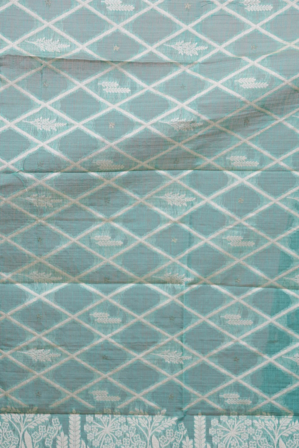 Sapphire Green Chanderi Butta Work Unstitched Churidhar Material