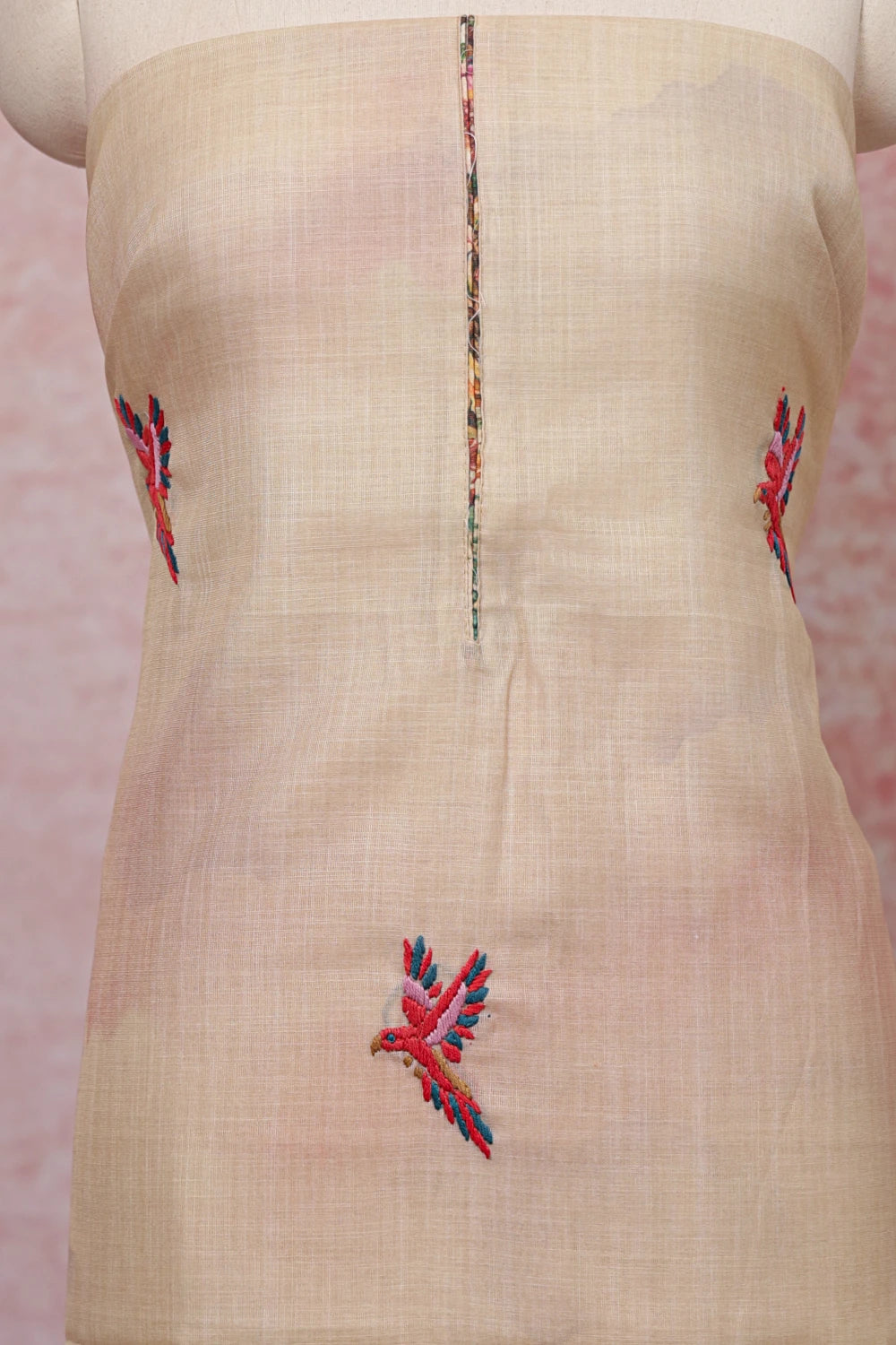 Sandal Colour Semi Linen Printed Unstitched Churidhar Material