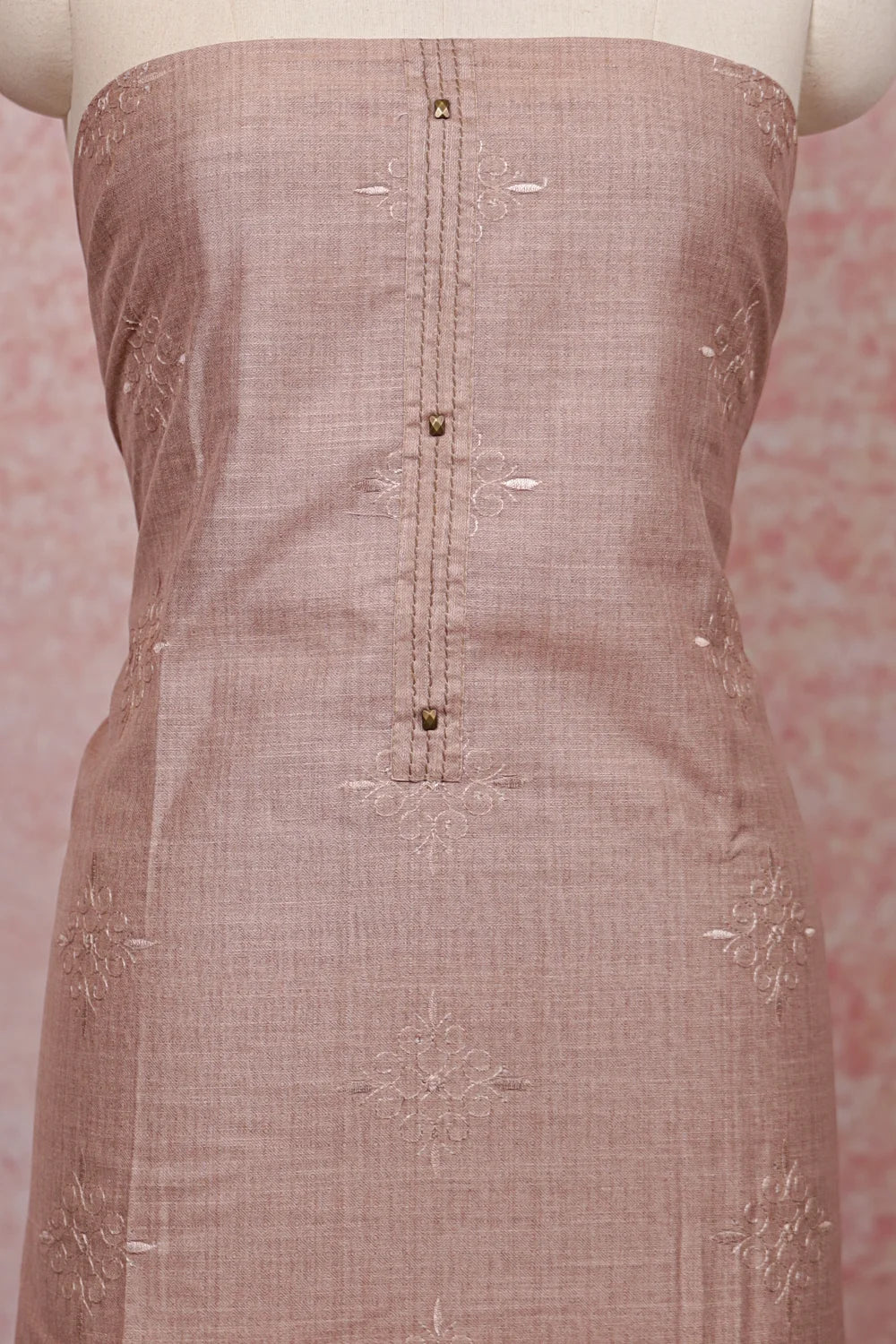 Beige Color Semi Chanderi Plain Unstitched Churidhar Material