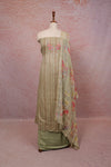 Light Green Cotton Lines Unstitched Churidhar Material