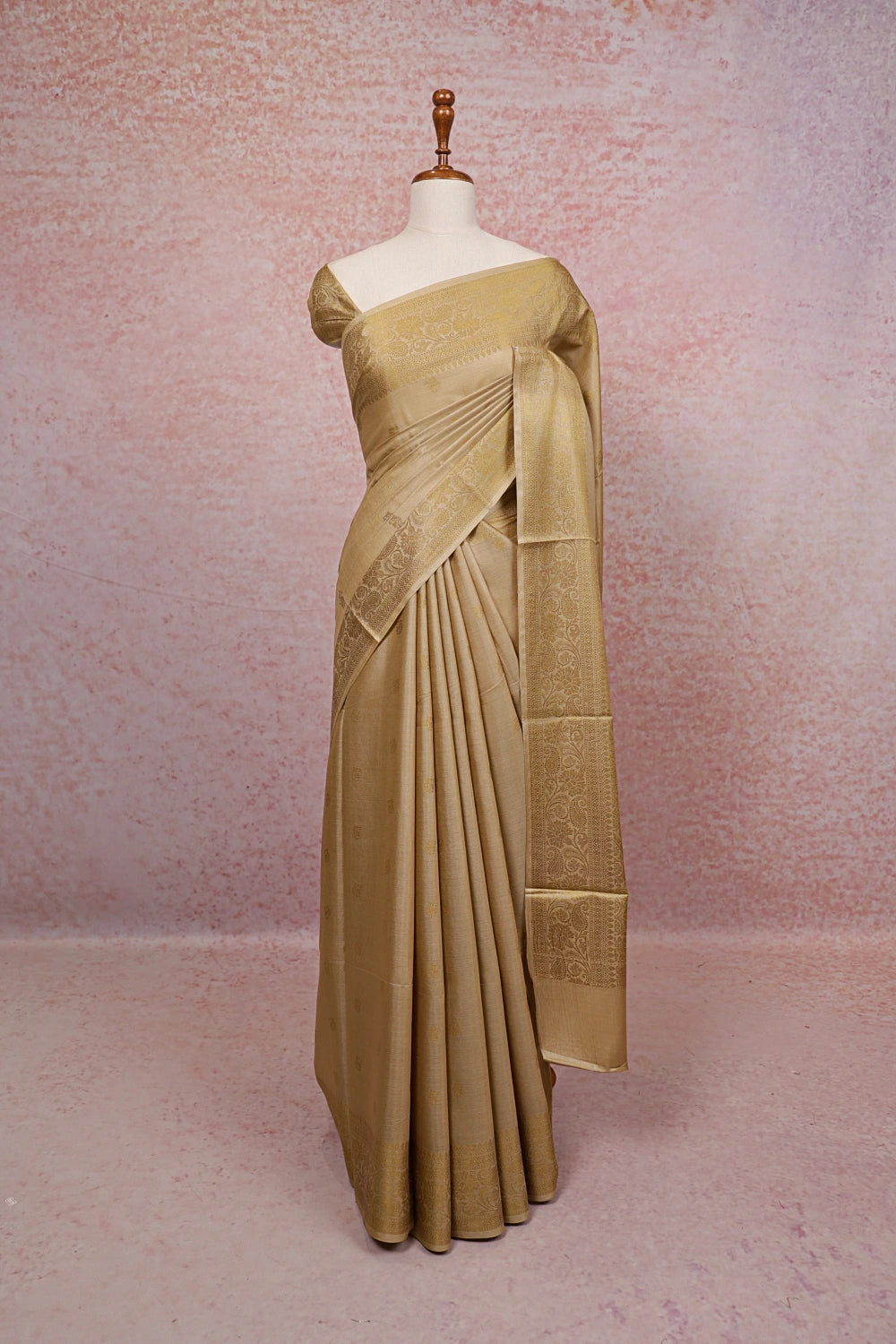 Sandal Tussar Silk Saree