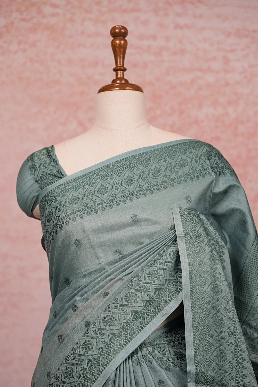 Pastel Green Tussar Silk Saree