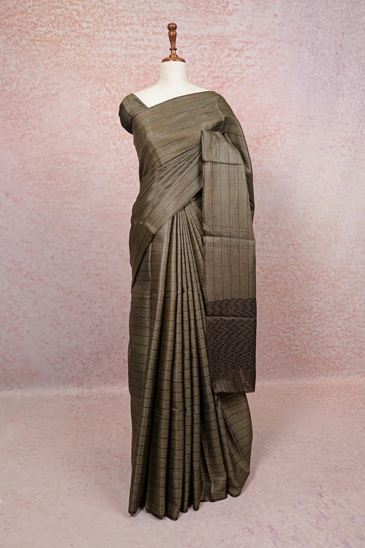 Coffee Brown Tussar Silk Saree