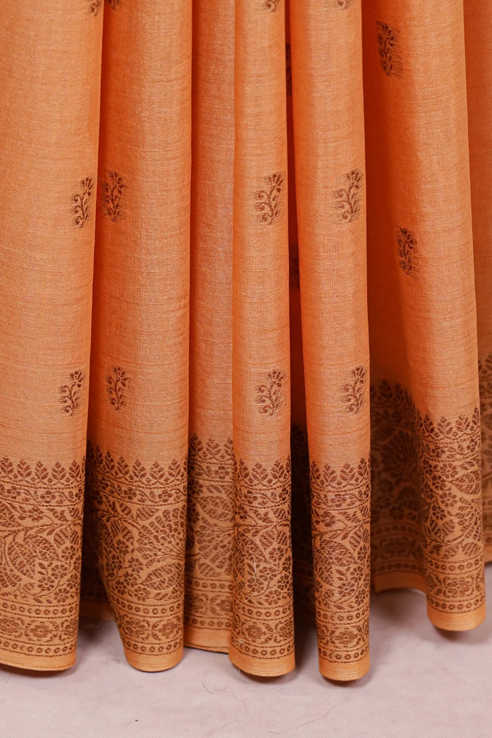 Light Orange Tussar Silk Saree