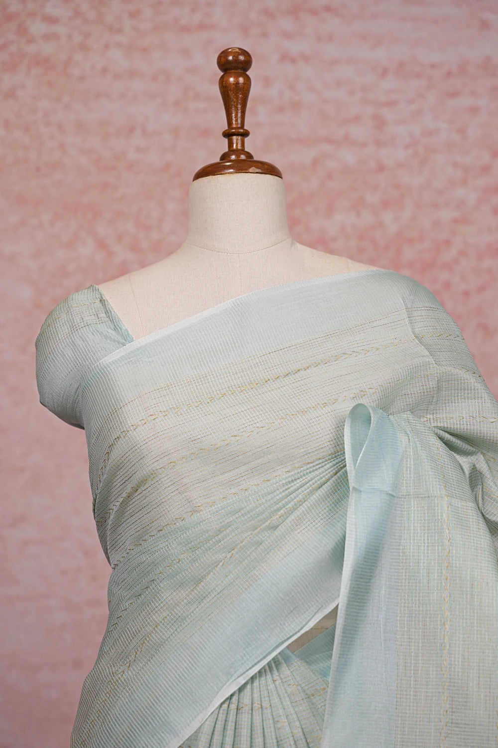 Mint Green Tussar Silk Saree