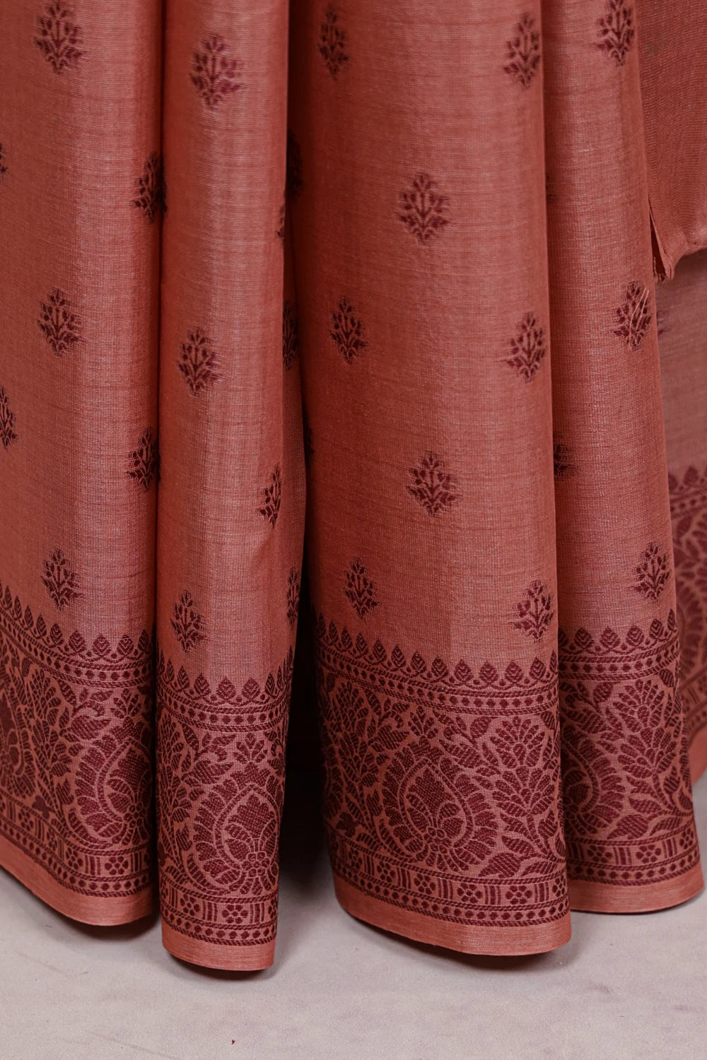 Terracotta Color Tussar Silk Saree