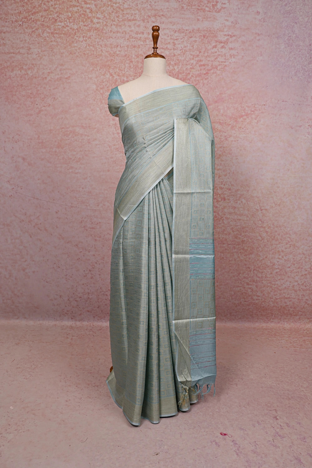 Light Sky Blue Tussar Silk Saree
