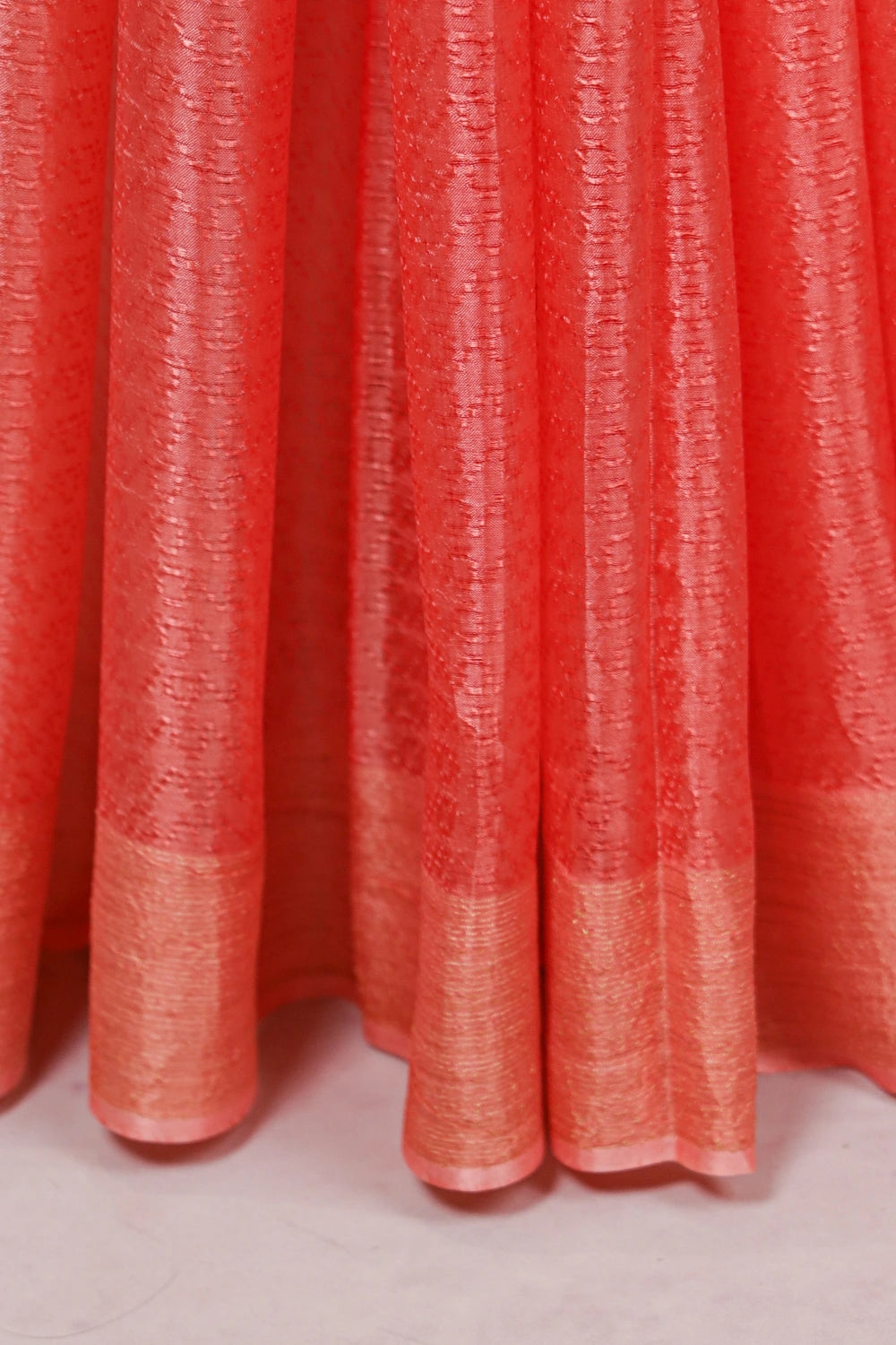Peach Tussar Silk Saree