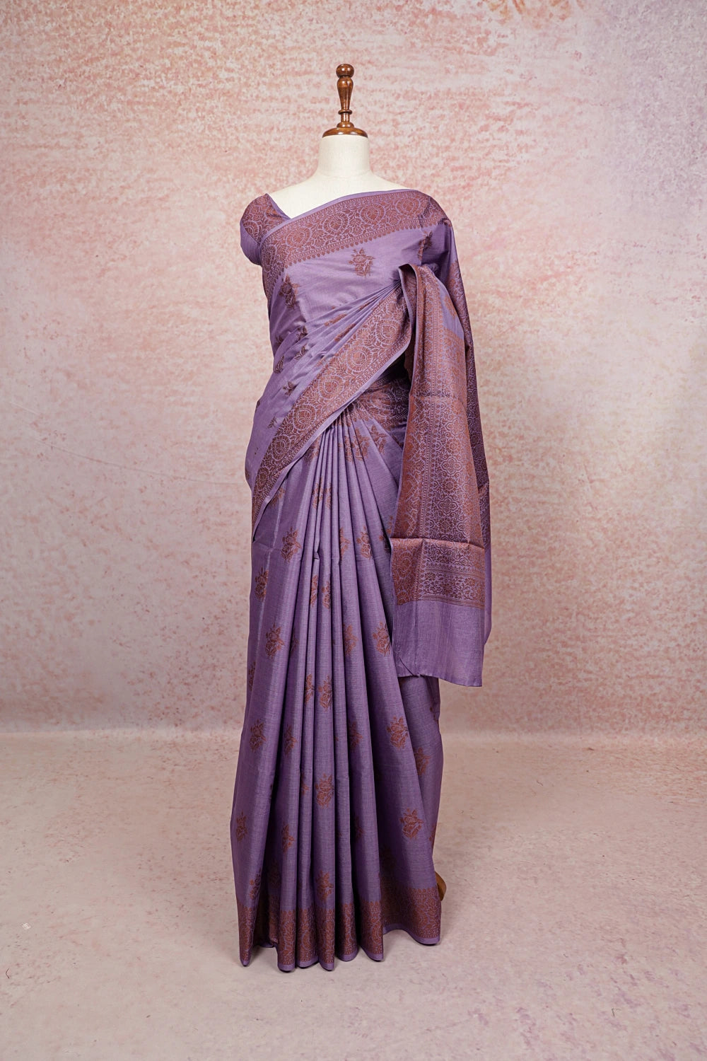 Lavender Purple Tussar Silk Saree