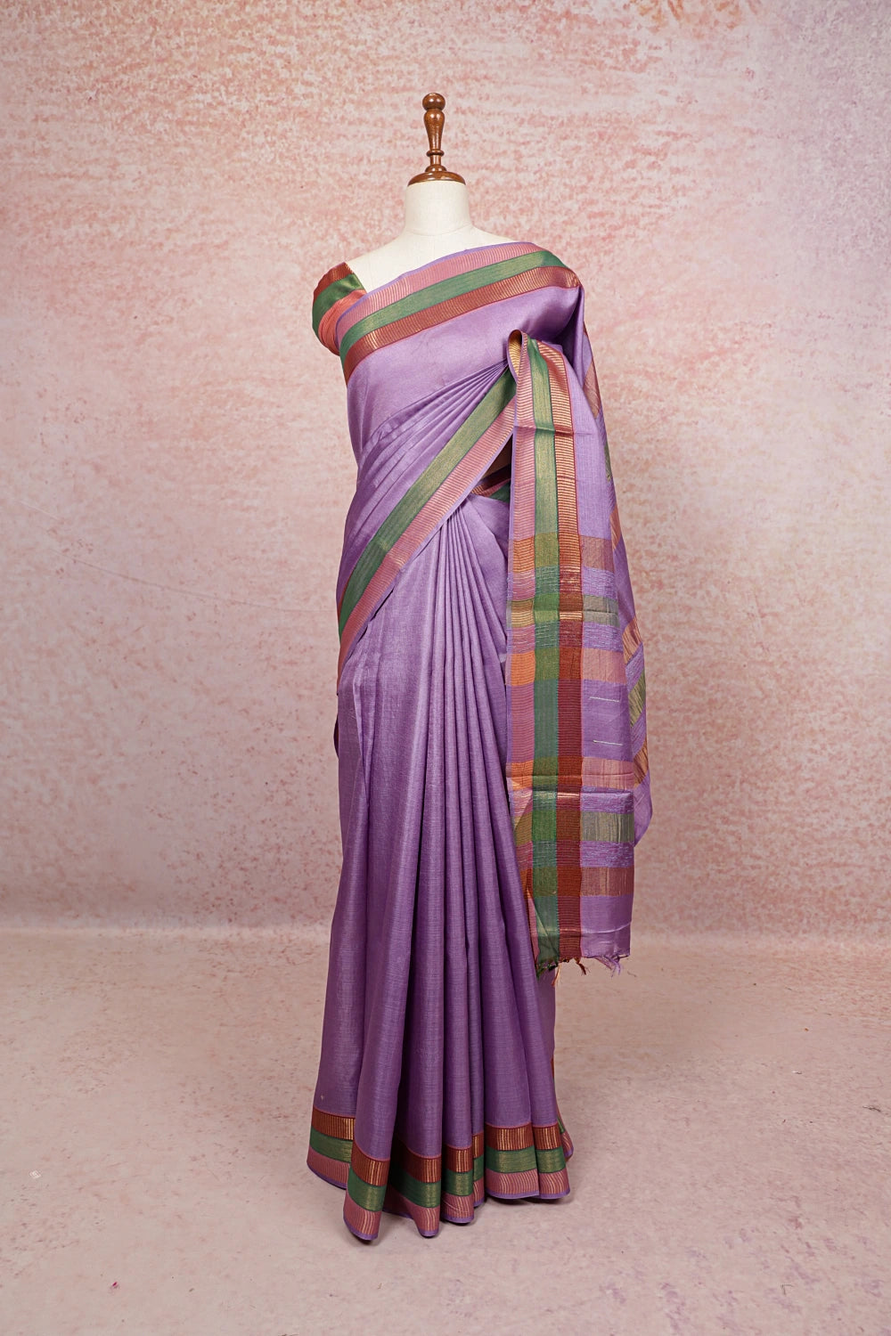 Lavender Tussar Silk Saree
