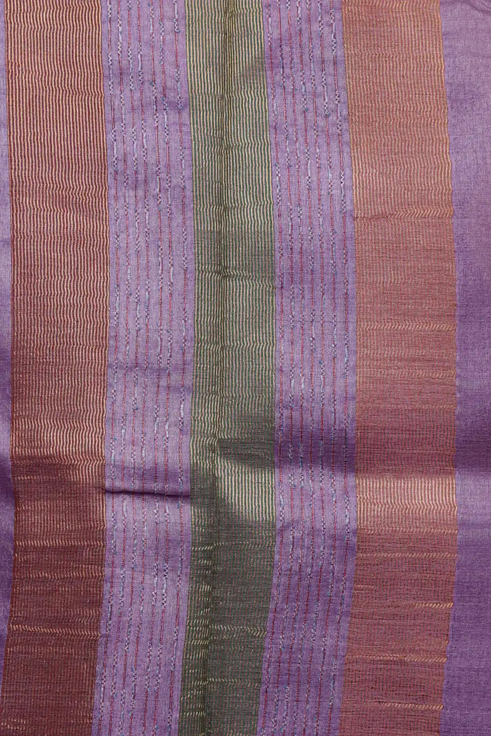 Lavender Tussar Silk Saree