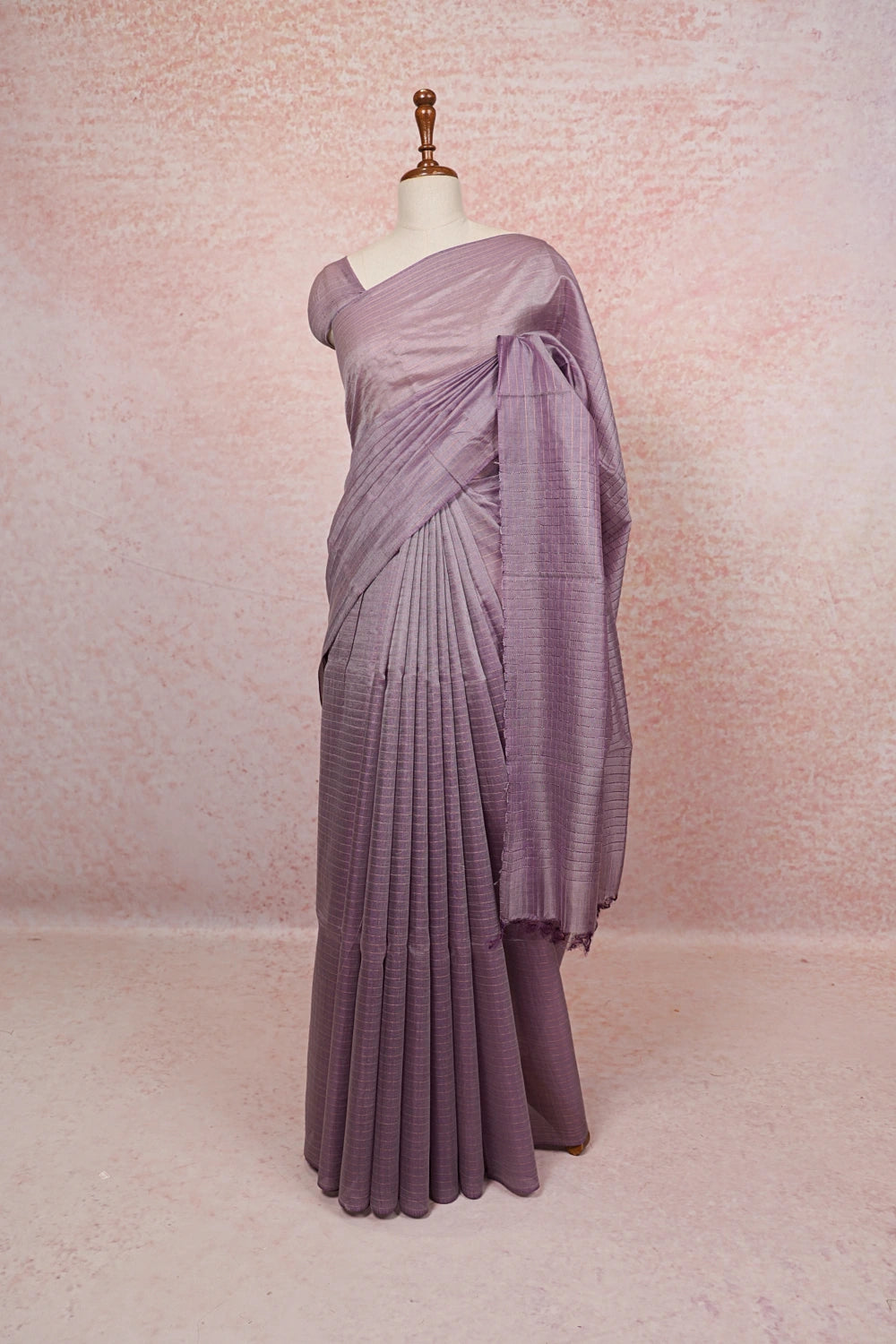 Lavender Tussar Silk Saree