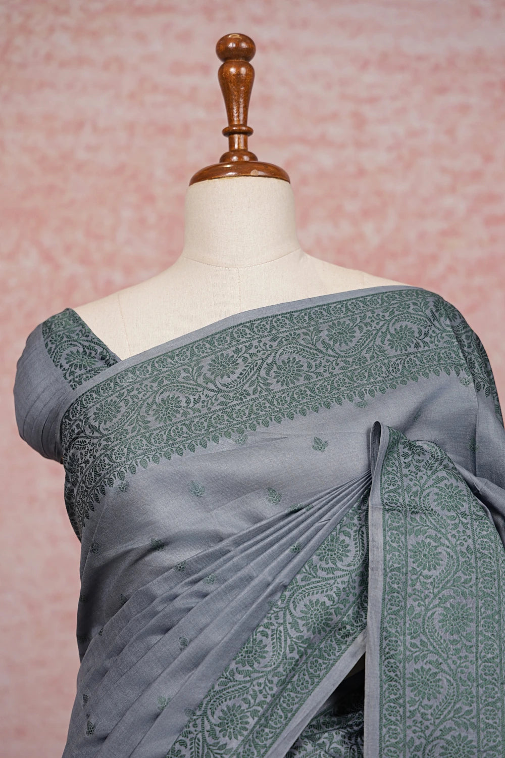 Ash Tussar Silk Saree