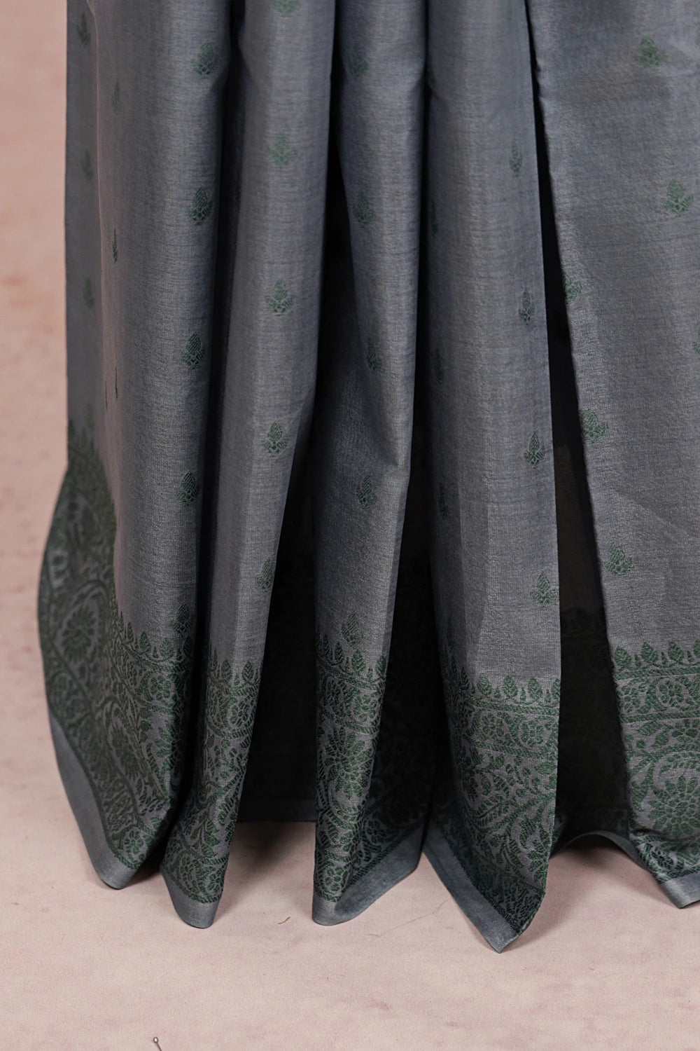 Ash Tussar Silk Saree