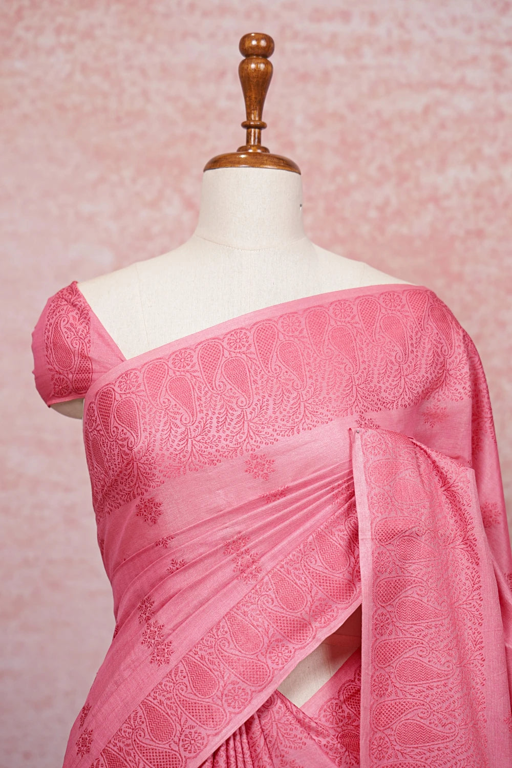 Pink Tussar Silk Saree