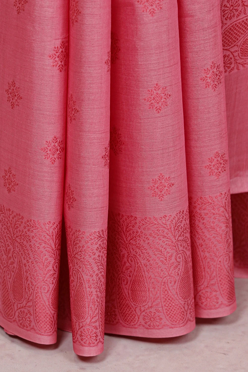Pink Tussar Silk Saree