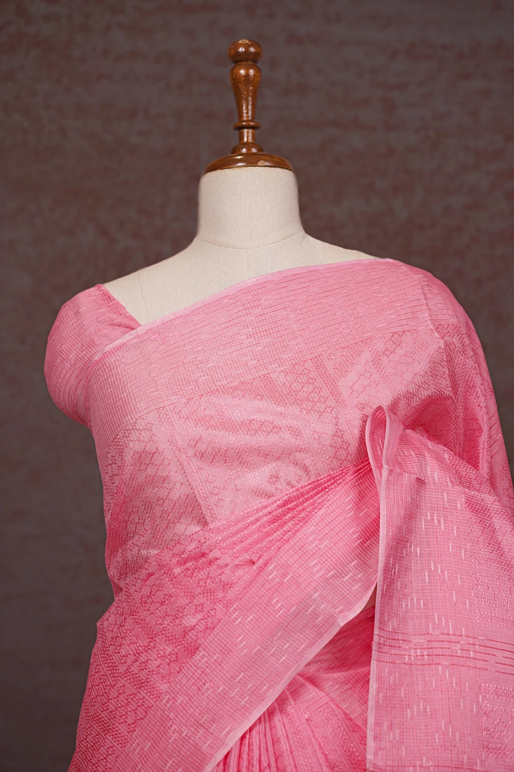 Pink Tussar Silk Saree