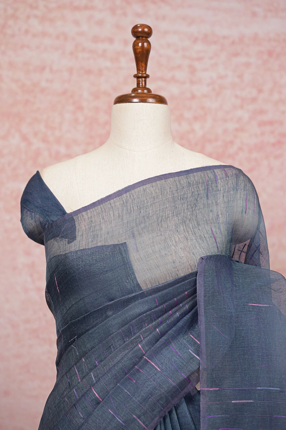 Dark Ash Semi Tussar Saree
