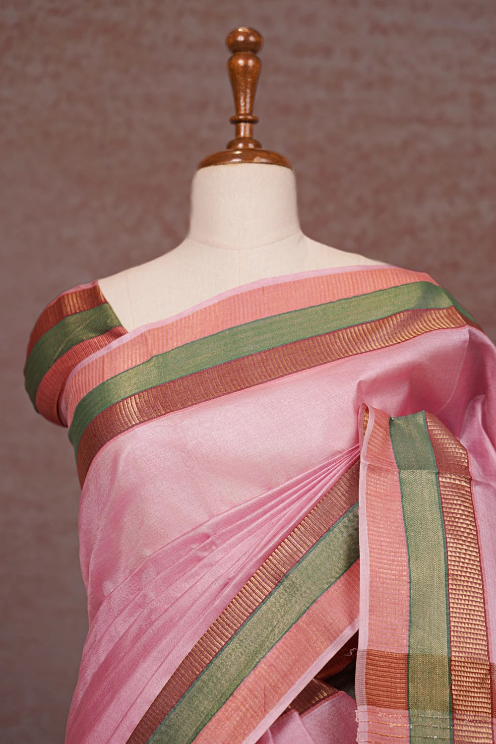 Pink Tussar Silk Saree